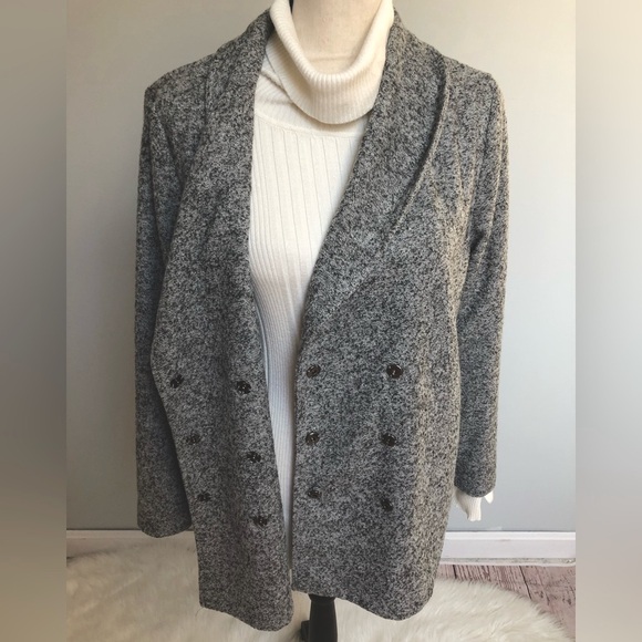 Doe & Rae Charcoal Grey Fleece Blazer Coat - Picture 5 of 11